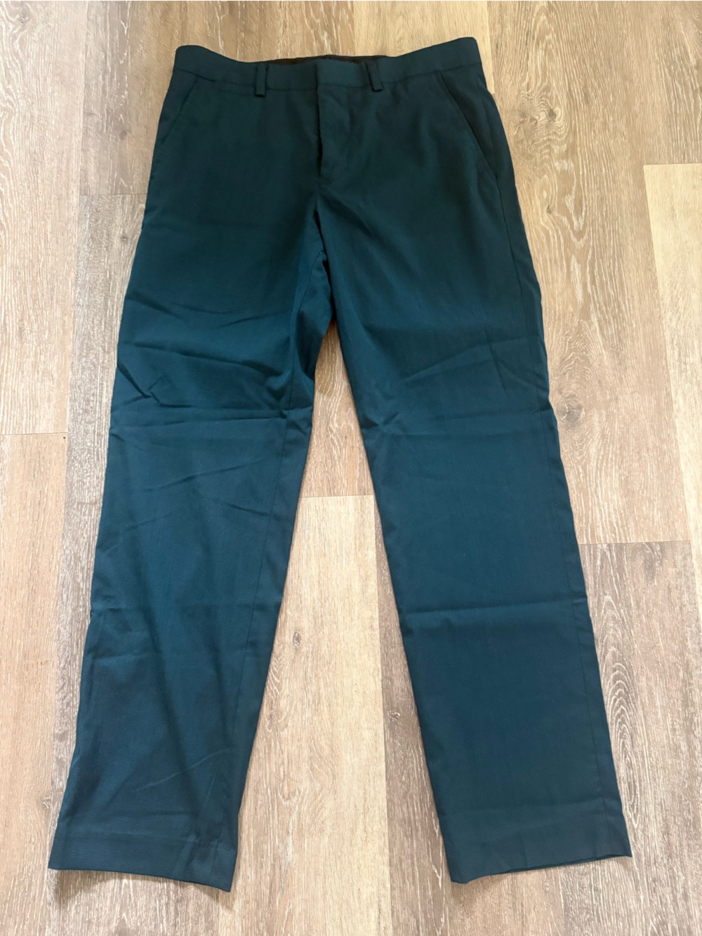 Dark Teal Straight-Leg chino dress pants